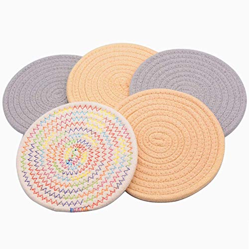 Trivet Cotton Thread Weave Pot Holders, Hot Pads, Pot Holders, Spoon Rest, Coasters, Cooking and Baking (Hot Pads -5 pack)