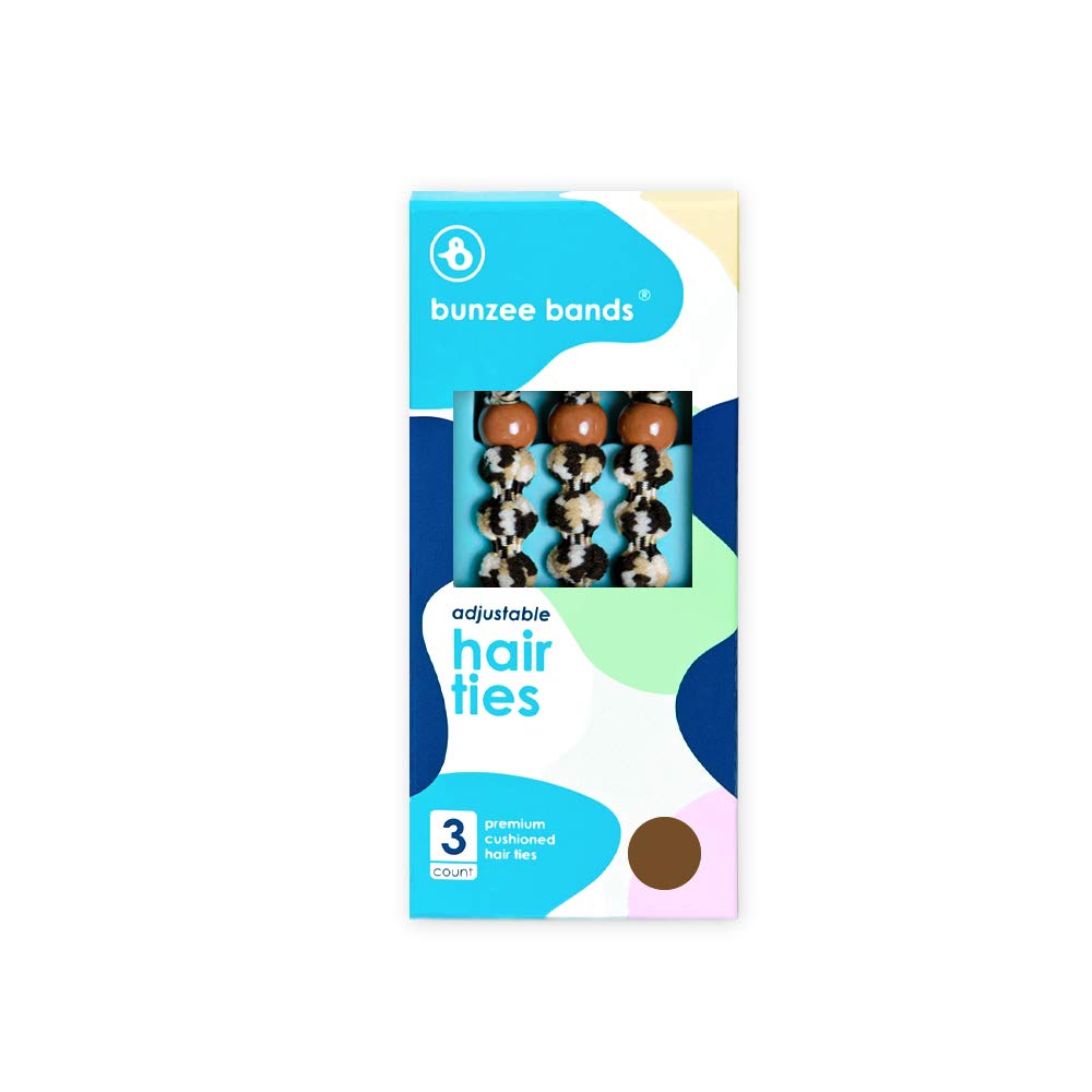 Bunzee Bands - Adjustable Length Hair ties | Cushioned No-Slip Design | Perfect for Crease free Thick Ponytails, Buns, Puffs and Updos | Patended (Small, Winter Camo)