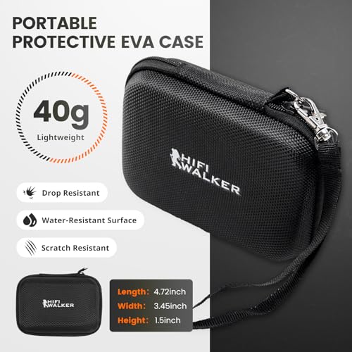 HIFI WALKER MP3 & MP4 Player Case compatible with H2, H2 Touch, G7 MP3 Player, 4.5inch Portable Hard EVA Case, Protective Travel Case for MP3 Players, USB Cable, Earphones, Memory Cards