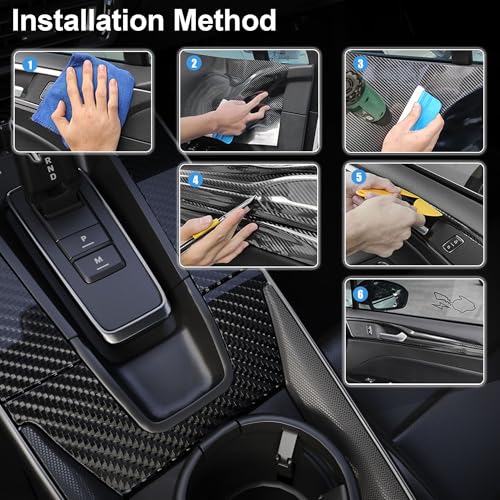 Image of LYPUMSO 6D Gloss Black Carbon Fiber Vinyl Wrap Self-Adhesive Film 1ft x 5ft