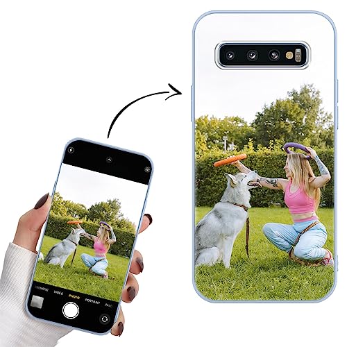 Yoedge Funda Personalizada para Samsung Galaxy S10 4G 6,1', Carcasa Personalizable con Foto Imagen o Texto Letras Gel por Encargo Personalizado Custom para Samsung S10 4G Case Azul Cover