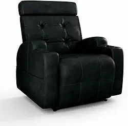 Poltrona Do Papai Reclinável Elétrica Com Usb e Porta Copos Cherokee (Corino Preto)