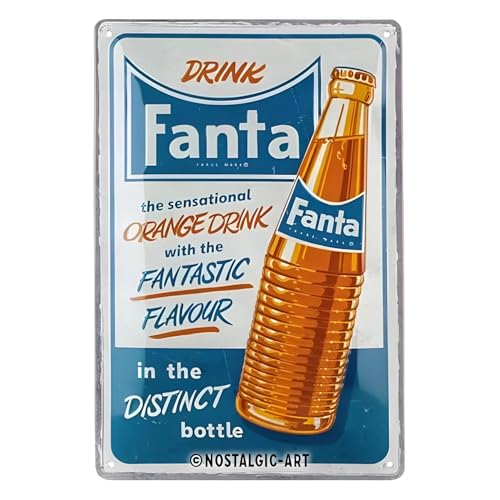 Nostalgic-Art Plaque vintage, Fanta - Sensational Drink – Idée de cadeau comme accessoire de bar, en métal, Design rétro pour décoration, 20 x 30 cm 22347