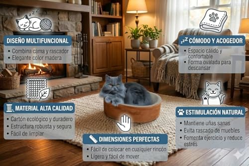Lit griffoir chat carton durable structure bois confortable - 4
