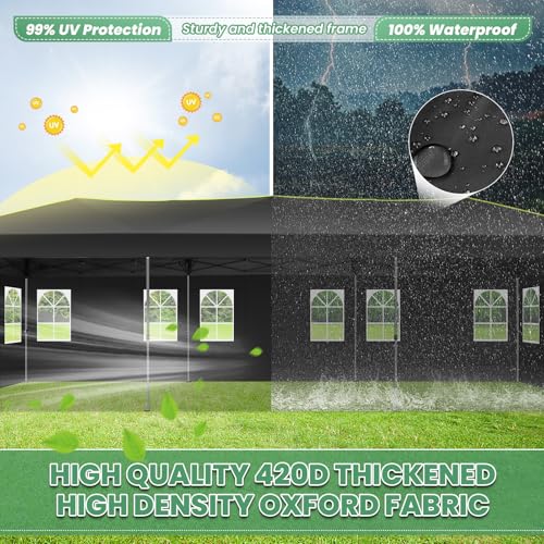 Image of COBIZI 10x30 Pop Up Canopy Tent with 8 Removable Sidewalls, Outdoor, Black