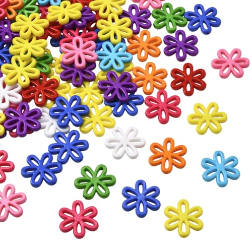 80 grandes perles creuses fleur en acrylique multicolore pour création de bijoux