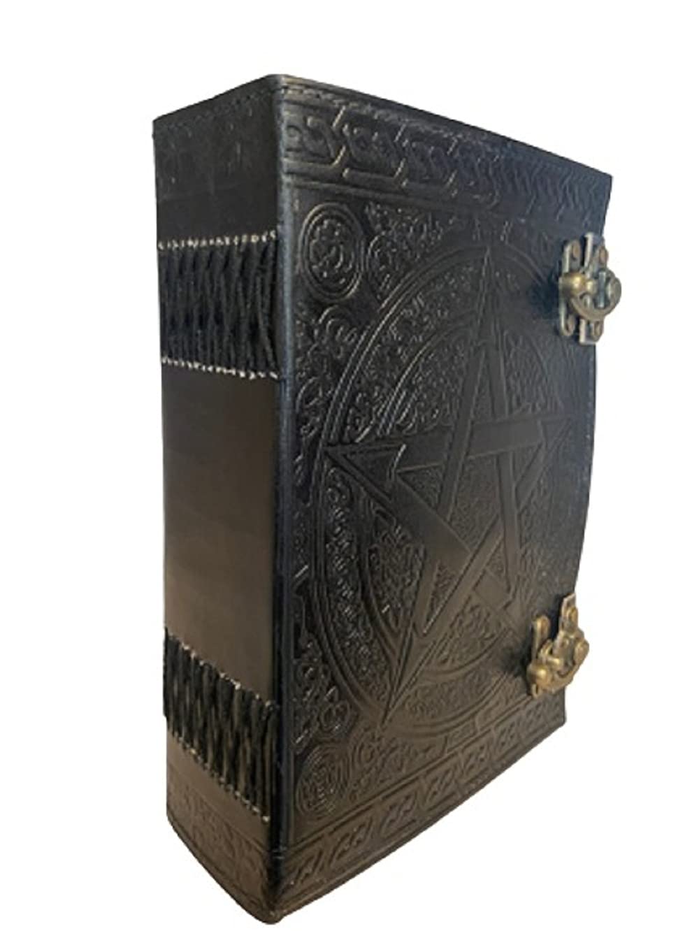600 Seiten großes schwarzes Pentagramm geprägtes Leder-Tagebuch | Schreib-Leder-Notizbuch | Leder-Grimoire | handgefertigtes Leder-Tagebuch | Leder-Skizzenbuch 17,8 x 25,4 cm