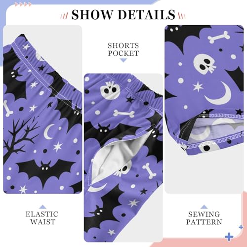 ZZXXB Bat Skull Star Boys Long Pants Soft Trousers Elastic Waist Kids Lounge Bottoms with Pockets S-XL4