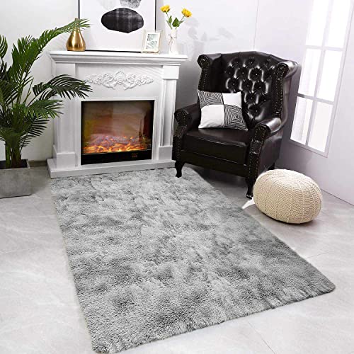 JURLEA Tappeti Soffici Tappeti per Soggiorno Tappeto Morbido Antiscivolo per Camere da Letto Moderne (80 x 120 cm, Bianco grigio)