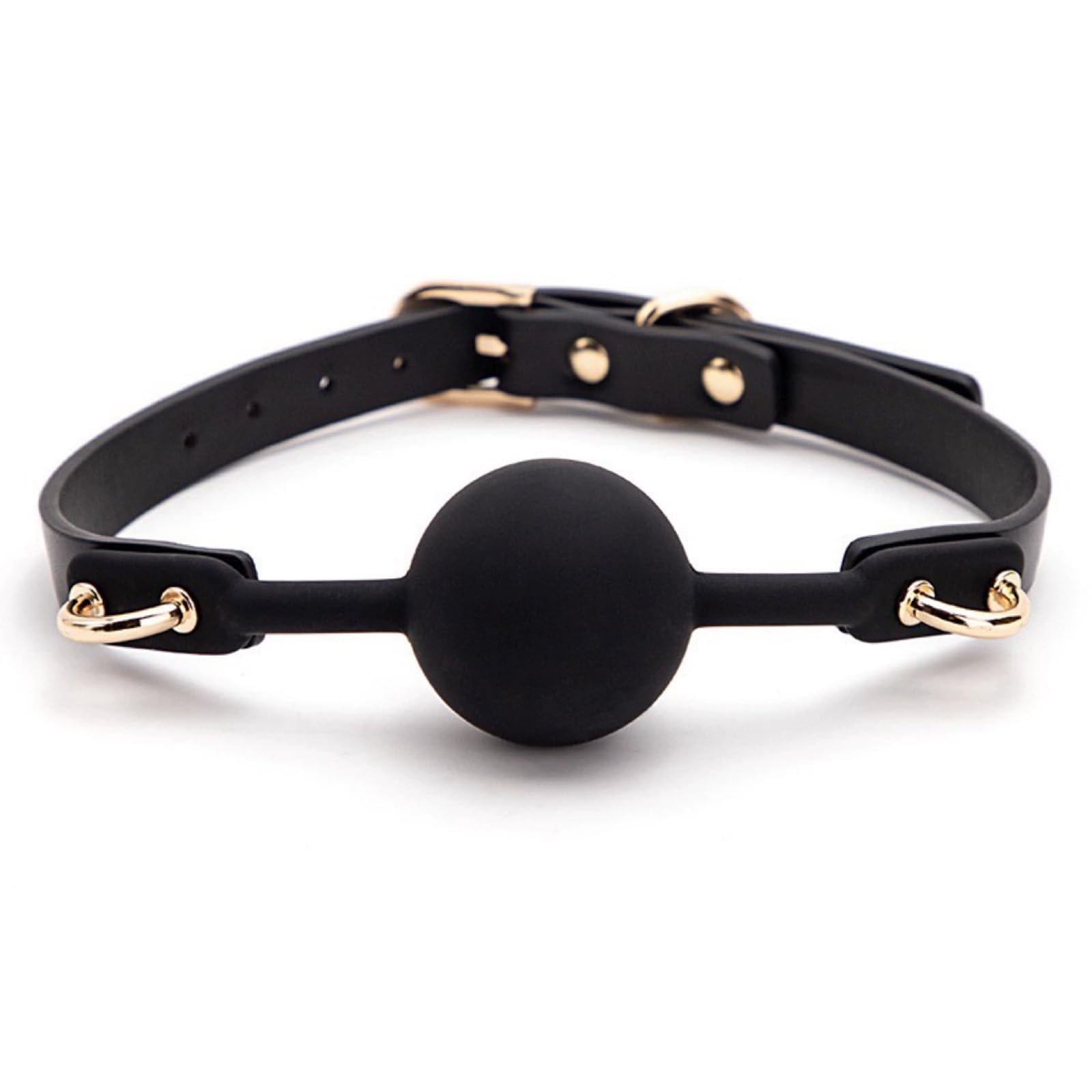 Leather Restraints Ball Mouth Plug Silicone Bondage Ball Gag (Black-I2)