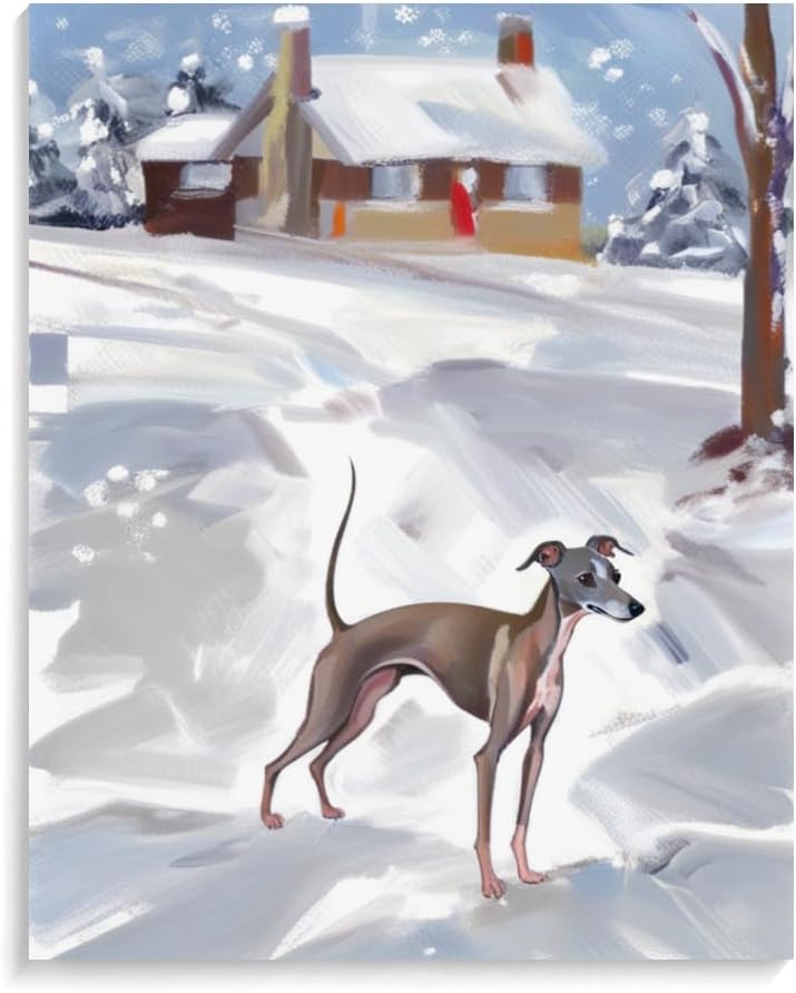 DIY Paint by Number for Adults Beginner Italian Greyhound Dog Paint by Number on Canvas DIY Oil Painting for Gift Home Wall Decor 16x20inch(40x50cm) Frameless