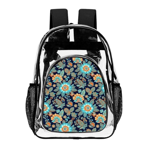 Casual Fashion Transparent Bag with Multi Pockets for Adults Floral Flowers Travel, Beach Outings, Concerts, Vacation, Daily Use