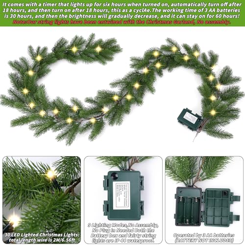 Guirlande lumineuse de 1,8 m pour décoration de cheminée et table de Noël
