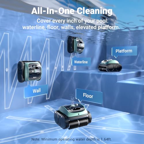 Image of 【2026 Upgrade】 C1 Cordless Robotic Pool Vacuum, Wall & Waterline & Platform Clean for Inground & Above-Ground up to 1,630 Sq.ft, 170 Min Runtime, APP Control & Smart Route