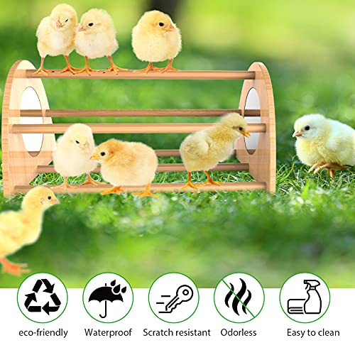 Image of Bamboo Chicken Perch with Mirror, Strong Roosting Bar for coop and brooder, Training Perch for Large Bird, Hens, Parrots, Macaw, Easy to Assemble and Clean, Fun Toys for Chicken