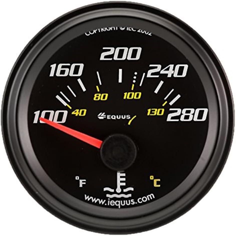 Equus 6262 2" Electrical Water Temperature Gauge, Black