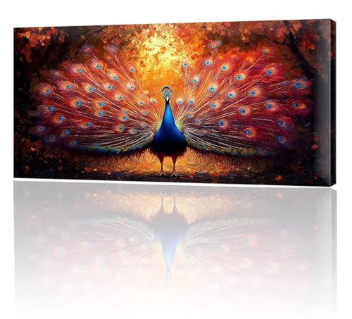 ペイントバイナンバー 森 孔雀 大人用 初心者向け DIY 油絵の芸術工芸品 大人向け 数字塗り絵 しわ防止キャンバス Acrylic Paint Set 数字油絵 大きい ?意ウォールアート 家の装飾 手工???画 クリスマスプレゼント 25x50cm