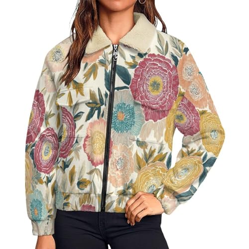 Manteaux chauds d'extérieur veste polaire femme fleurie contre le froid hivernal