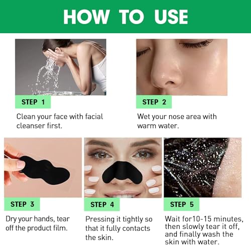 Mitesserentferner Stripes, 25 Stück Natürliche Bambuskohle Mitesser Entferner, Zum Entfernen von Mitessern und Zum Freimachen verstopfter Poren (Mitesserentferner Porenreinigerr für Männer und Frauen)