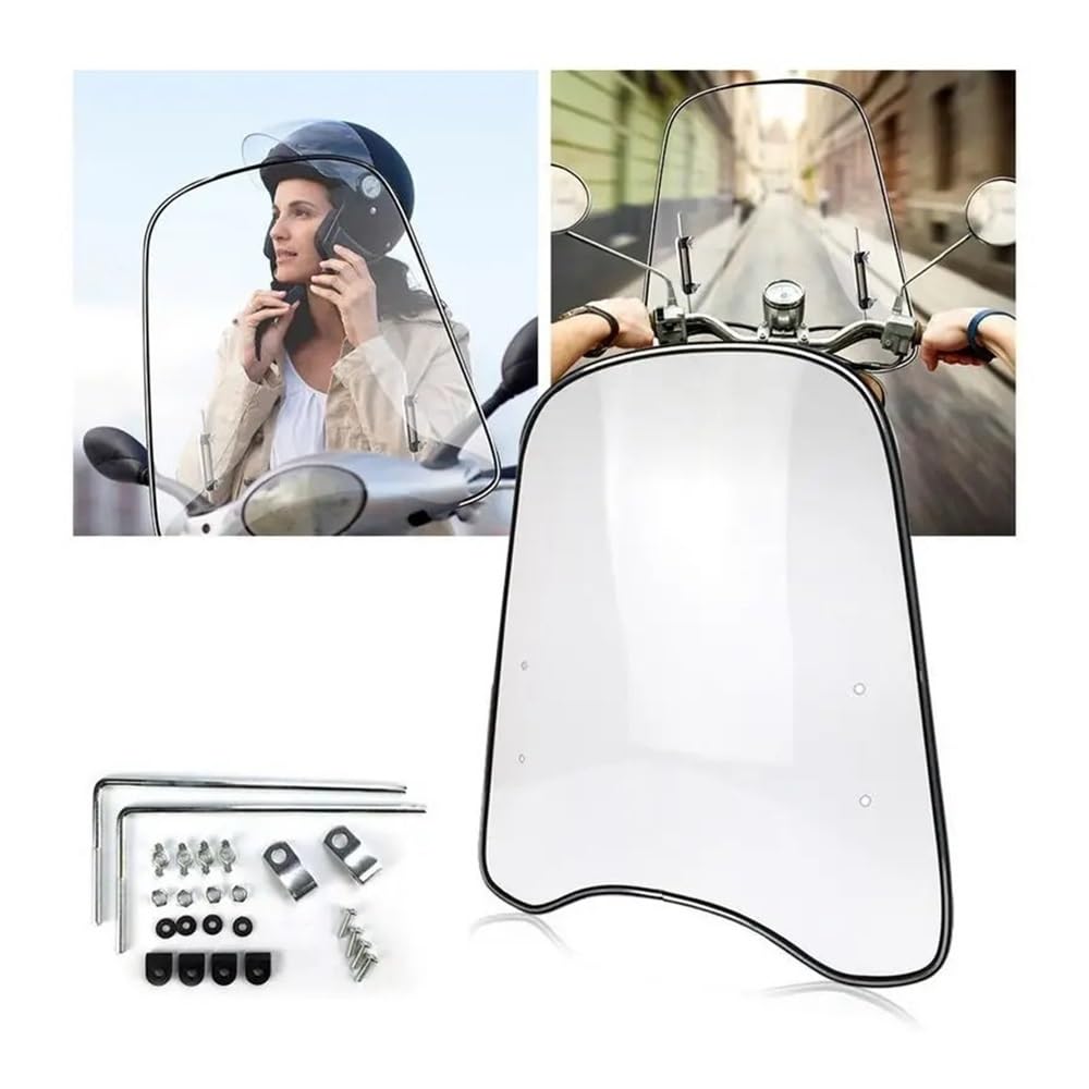 D'écran Déflecteurs Moto Pare-Brise De Moto Universel 18x16.7 Pouces, Grand Pare-Brise Transparent pour Motos, Déflecteur De Vent, Pare-Brise