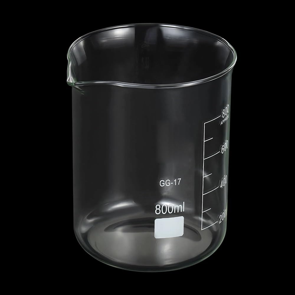 Vaso de precipitados de vidrio borosilicato, 3. Vaso de precipitados vidrio borosilicato forma baja, escala impresa graduada 5 a 2000 ml con pico(600ml)