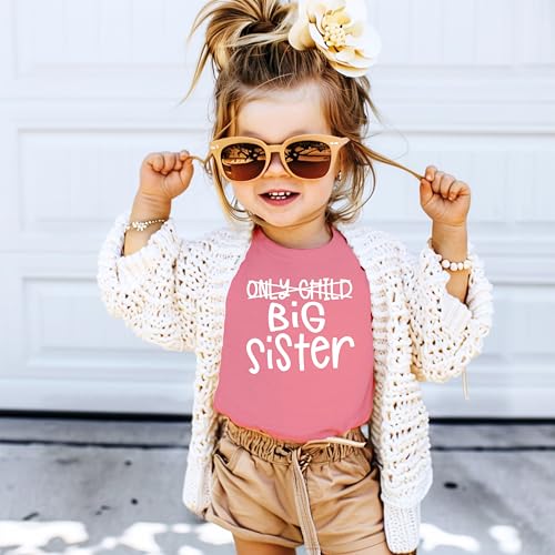 Olive Loves Apple Only Child to Big Sister Sibling Announcement Shirts for Baby and Toddler Girls Sibling Outfits3