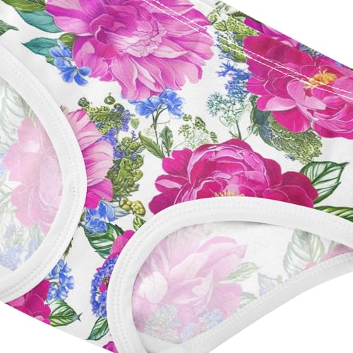 Joisal Cotton Toddlers Underwear Floral Purple Pink Floral White Girl Panties Cute Bright Kids Briefs Undies 2t4