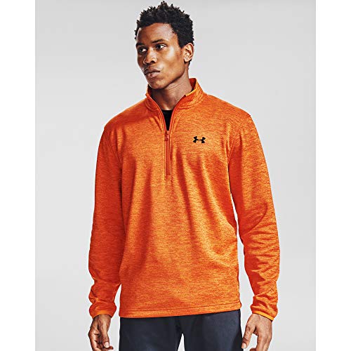 Under Armour Men's Armour Fleece 1/2 Zip T-Shirt , Vibe Orange (850)/Black , X-Large
