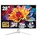 Gawfolk Écran PC UHD 4K 28 Pouces, Moniteur IPS Ultra HD (3840 × 2560 p), 3:2, 10 Bits, 1,07 Milliard Couleurs, 128% sRGB, Haut-parleurs intégrés, Angle de Vision Large 178°, DisplayPort, HDMI, Blanc