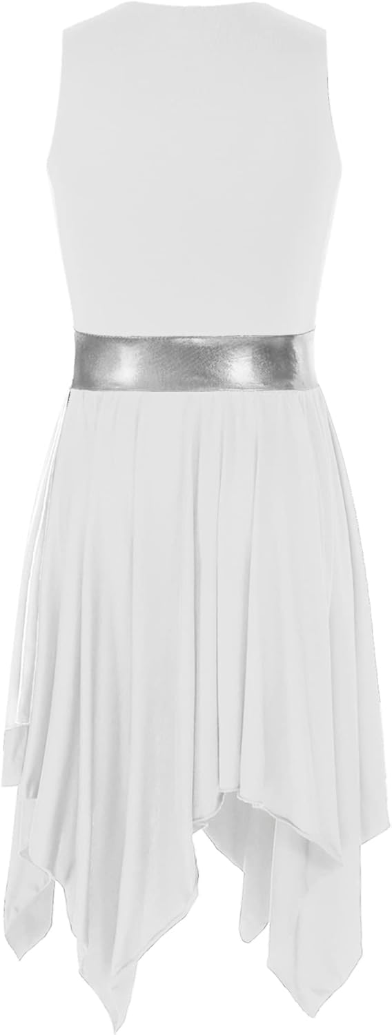 JEYPINMI Women's Liturgical Praise Dance Dress Tunic Worship Color Block Lyrical Dance Costume Performance
