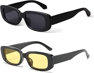 Being Better Rectangle Sunglasses for Women Retro Driving Glasses 90's Vintage Fashion Narrow Square Frame UV400 Protection