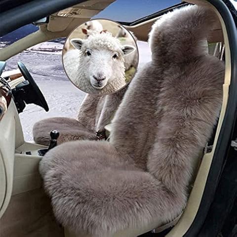 Altlue Real Genuine Sheepskin Car Seat Covers For Cars SUV Trucks Van Motorhome Front Seats Fluffy Car Seat Covers Authentic Sheepskin Seat Covers For Car Front Seat - Universal (1 Piece) Cover