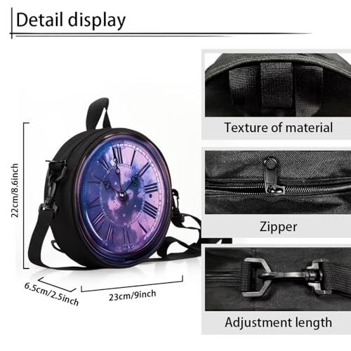 Image of Women Novelty Round Clock Shape Zippered Clock Purses for Women Tote Handbag Shoulder Bag, Gift for Mom Girlfriend