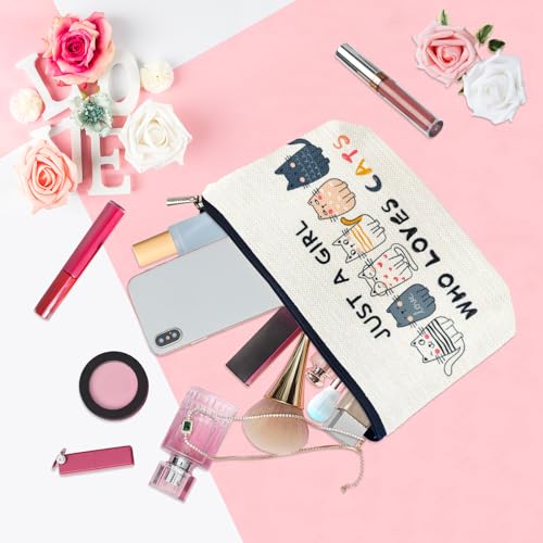Cat Themed Makeup Bags for Women & Girls - Cute Travel Cosmetic Bags with Zipper Pouch - Funny Cat Mom Gifts for Birthday & Christmas4