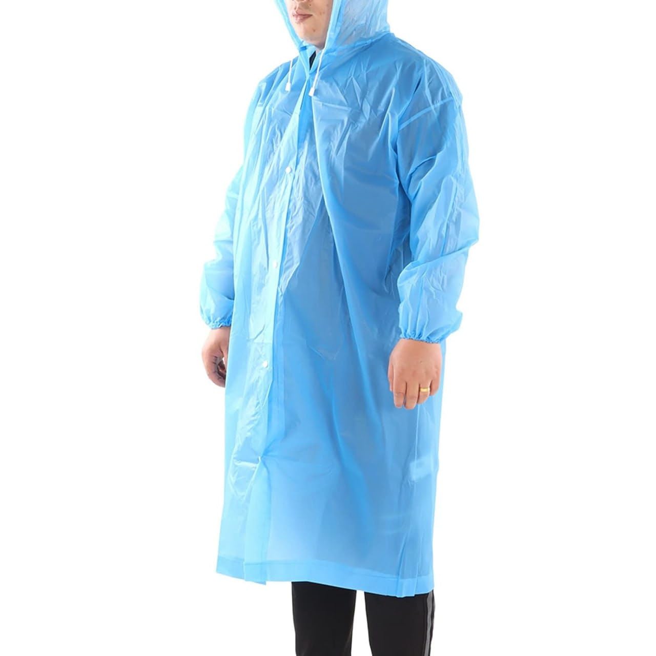 KHODAL I Women's Waterproof EVA Raincoat with Hood | Full Length Reusable Transparent Blue Rain Wear | Front Button Closure | Lightweight Rain Coat for Bike Riding, Travel & Outdoor Use-image-29
