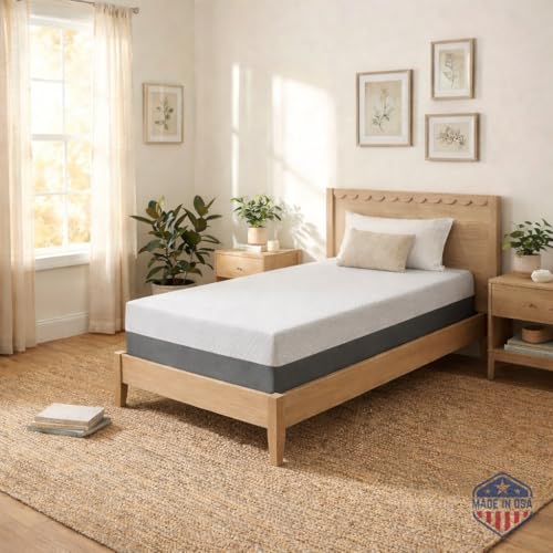 Celestial Sleep 8 Inch Twin Mattress Made in The USA CertiPUR-US Oeko-Tex and Fiberglass-Free Certified Cooling Bed Gel Memory Foam Mattress in a Box - Firm