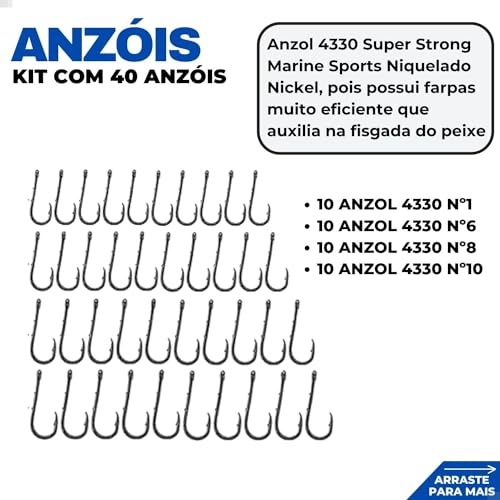 Kit De Pesca Completo 4 Vara + 4 Molinete e Maleta Com Acessórios Bóias, Anzóis, Chumbadas, Iscas, G