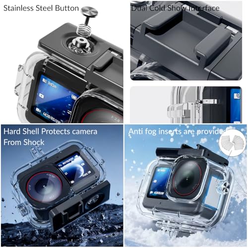 Image of Yantralay Waterproof Housing for D JI Os mo Action 6 | Protective Case with Dual Cold Shoe Mount | PC Shell for Diving Snorkeling Surfing | Action Camera Accessories