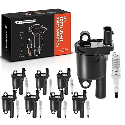 Image of A-Premium Set of 8 Ignition Coil and Spark Plugs | Compatible with Chevrolet Silverado 1500, Silverado 1500 LD, Tahoe, Camaro, Suburban & GMC Sierra 1500, Yukon & Cadillac