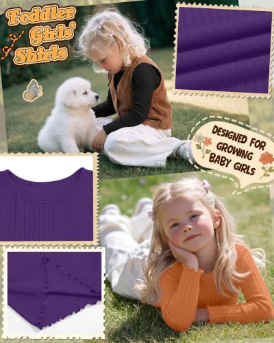 Image of 3 Pack Toddler Girls Cute Long Sleeve Cotton Shirts