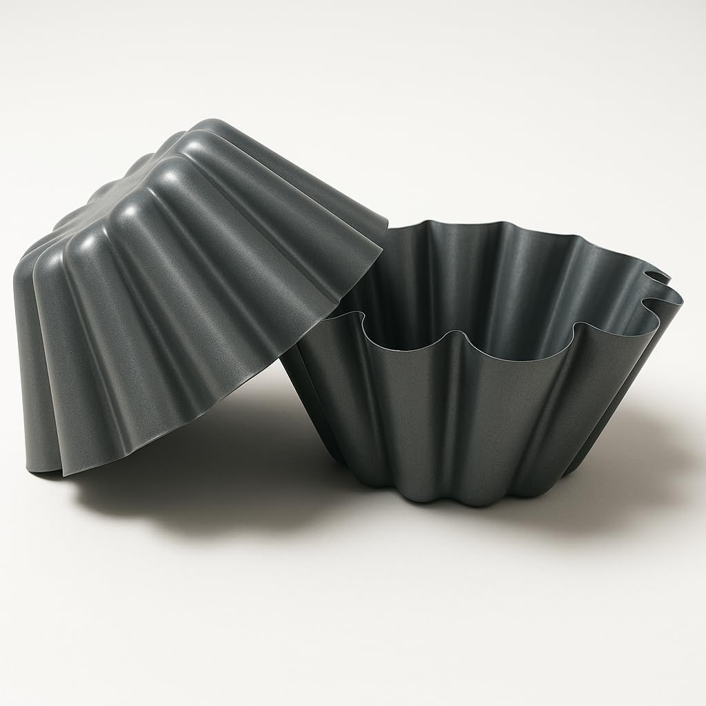Pudding Moulds Set of 6, Carbon Steel 3.93 Inch Yorkshire Pudding Tins, Mini Tart Tins, Egg Tart Mold & Mini Quiche Tins for Flans, Tartlets, Desserts and Individual Baking