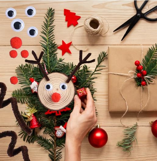 Set Scovolini Marroni Per Artigianato - 500 Pezzi Con Pon Pon E Occhi Autoadesivi