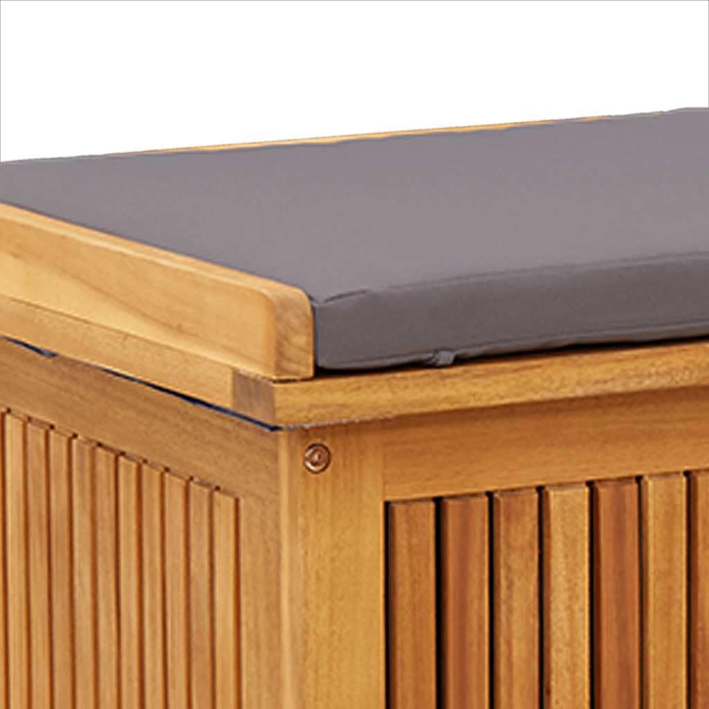 Gecheer Scatola per Cuscini da Esterno, Contenitore di stoccaggio con Coperchio e Borsa Impermeabile, 90 x 50 x 60,5 cm, Legno massello di Acacia, per Arredamento Giardino e terrazza