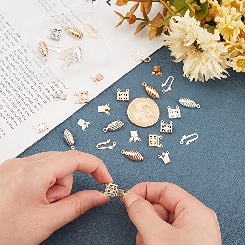UNICRAFTALE 16 Sets 2 Styles Box Clasps Stainless Steel Multi-Strand Clasps End Clasp Lock Necklace Clasp Connector for Jewelry Making DIY Craft 15~21mm by UNICRAFTALE - Image 2