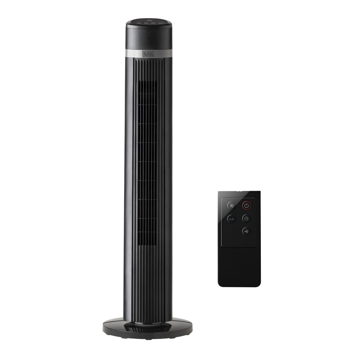 Black+Decker BXEFT50E wentylator kolumnowy 102 cm, 45 W, 4 prędkości, oscylujący, kontroler soft touch, timer 15h, pilot zdalnego sterowania, 3 tryby, cichy uchwyt, stabilna podstawa, czarny