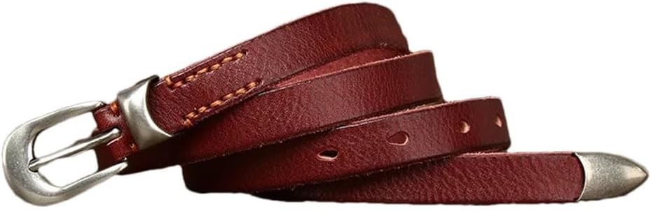 1.8Cm Leather Belt Women's Pin Buckle All-Match Vintage Owhide Pants Waist Belt