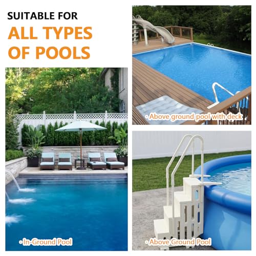 Escalera para piscina resistente con pasamanos, 4 escalones, 27.5 in ancho x 78 in alto miniatura 7