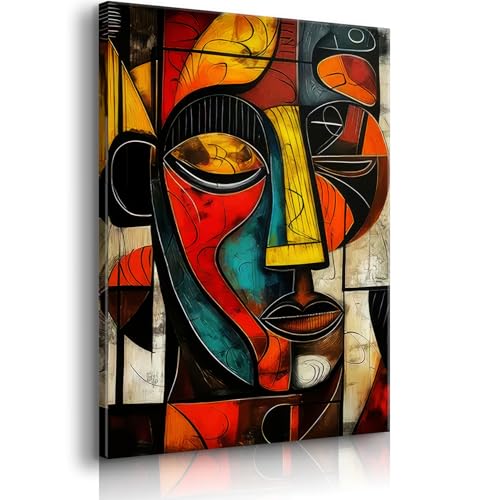 DIACEES African Abstract Face Wall Art African Modern Tribal Mask Wall Decor Symbol Culture Canvas Poster Mixed Tones Graffiti Picture Perfect for Bedroom Living Room Wall Decor (12x16in Canvas)