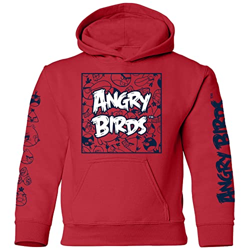 Angry Birds Official Comic Fill Box Youth Printed Hooded Fleece Pullover Sweatshirt for Boys, Girls, Unisex Red Size Small
