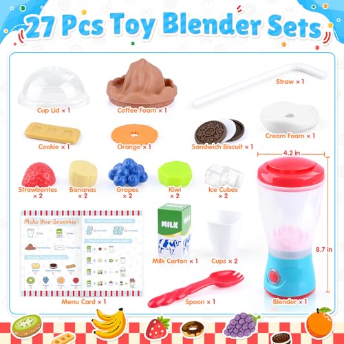 Play PLAYGO-36312 Smoothie Maker Toy Blender Set - 27 Pcs Pretend Play Kitchen Appliance For Kids thumb #6
